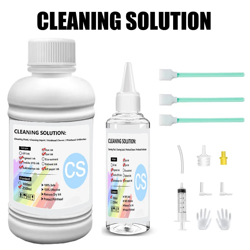 100ML Printhead Cleaning Kits Inkjet Printers, Printer Cleaning Kit for Epson Ecotank Printers, Printer Cleaner Kit for HP, Ink
