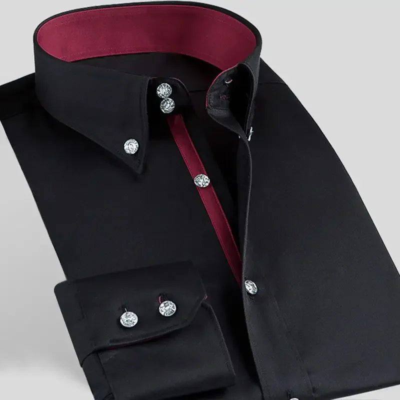 Men's Dress Shirts with New Stretch and Anti-Wrinkle Technology, Long Sleeve Business Blouse for Slim Fit Camisa Social