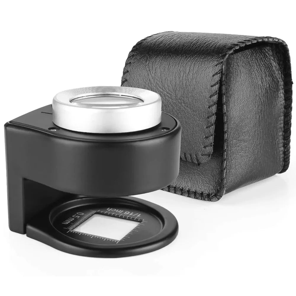 30X Loupe Magnifier With 6 Light Desktop Portable Metal Magnifier Folding Scale Sewing Magnifying Glass For Jewelry Tool