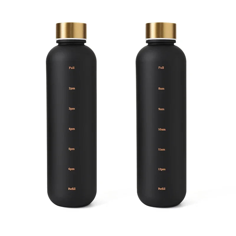 1000ML Bottle With Time Marker Motivational Reusable Fitness Sports Outdoors Travel Cycling Leakproof BPA Free Frosted Bottle