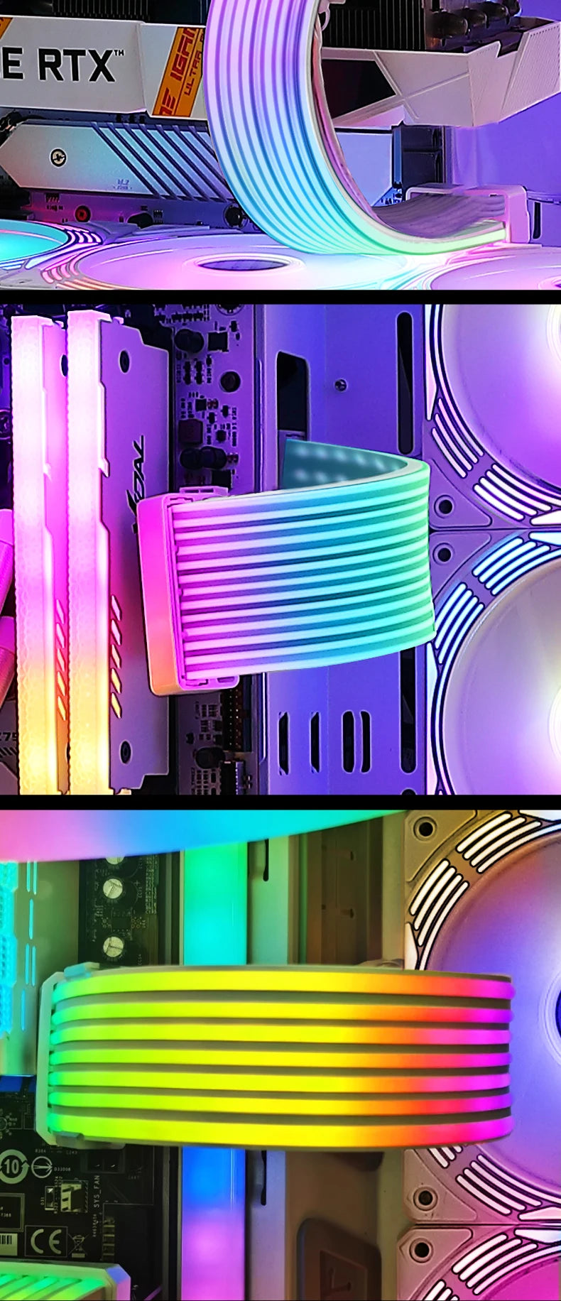 Computer Case Bendable ARGB Light Board,Suitable For Graphics Card 24pin/8pin/2x8pin/12VHPWR/Motherboard Decorative light strip