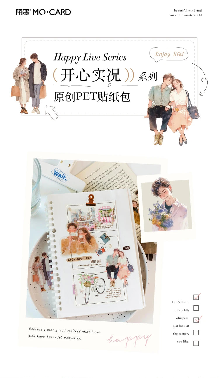 Yoofun 30pcs/lot Cute Girl's Happy Life Character Journaling Sticker Material Scrapbooking Planner Diary  Decor Labels