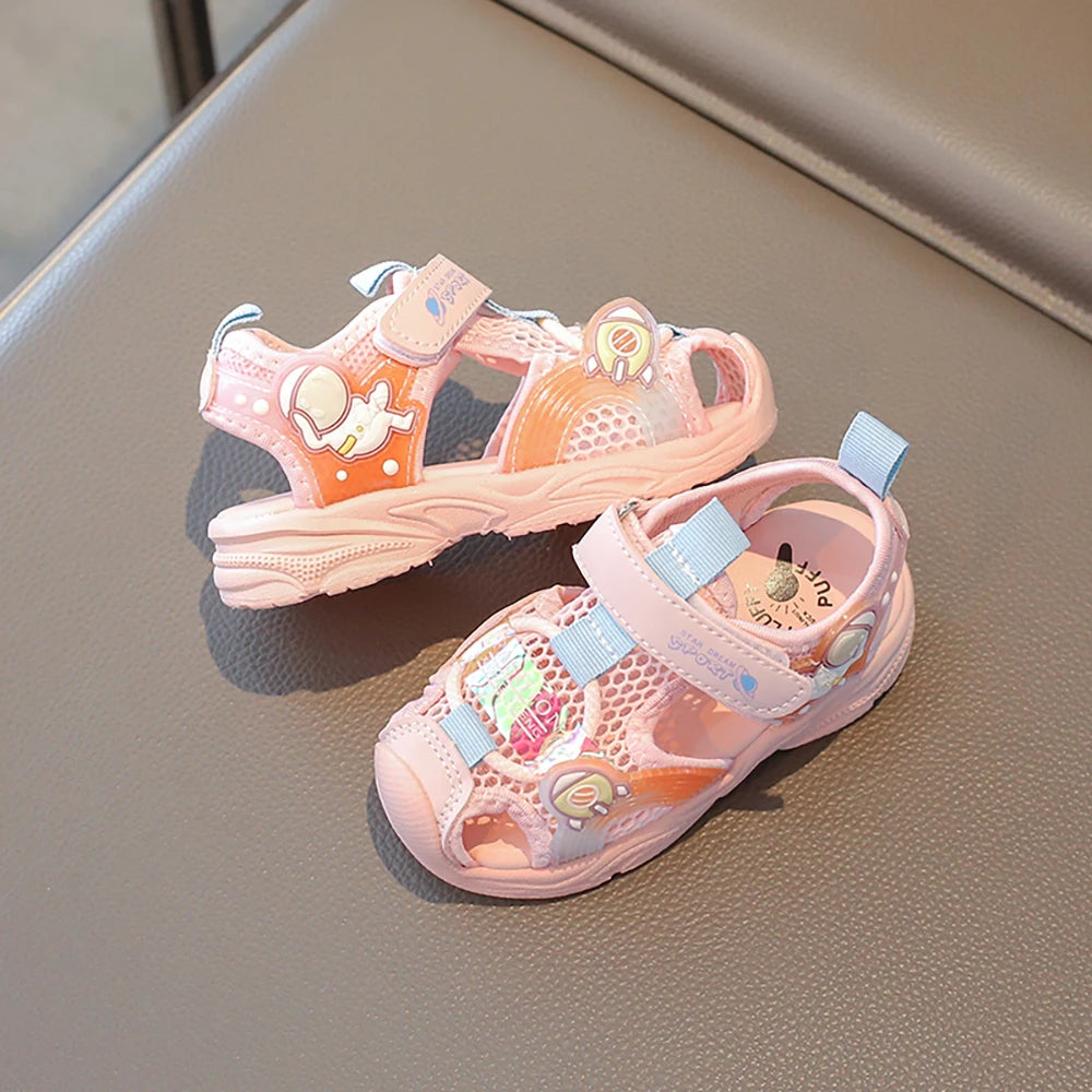 Korean Style Summer Sandals For Girls 2025 Trend Fashion Children's Sport Sandals Hollow Out Breathable Kid's Sandals