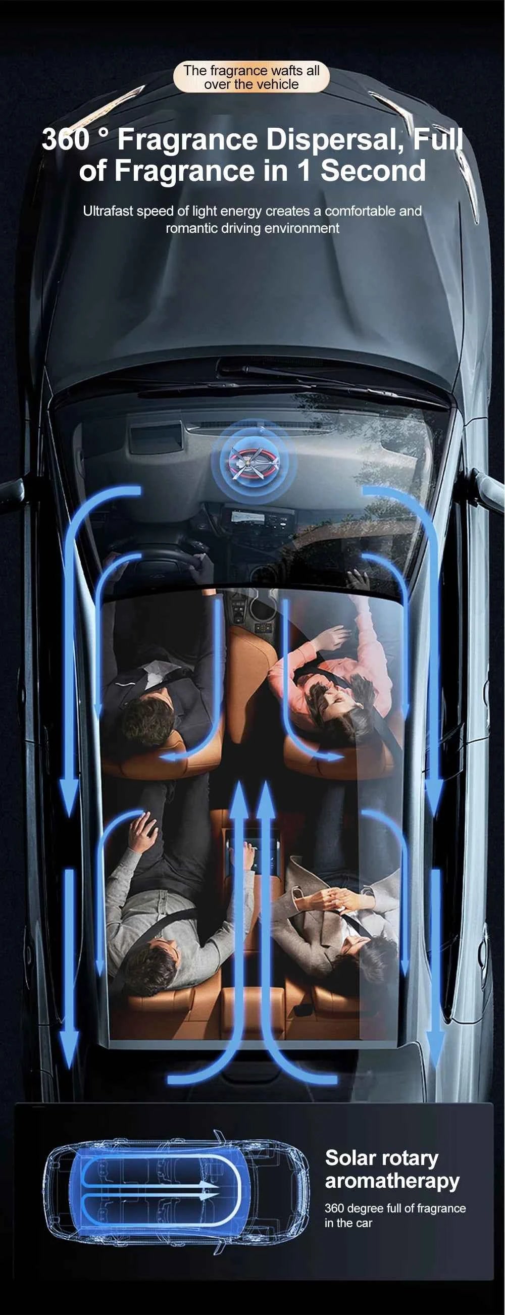 Solar Powered Rotation Helicopter Solar Aromatherapy Car Air Freshener Alloy+ABS Wooden Fragrance Auto Aroma Diffuser