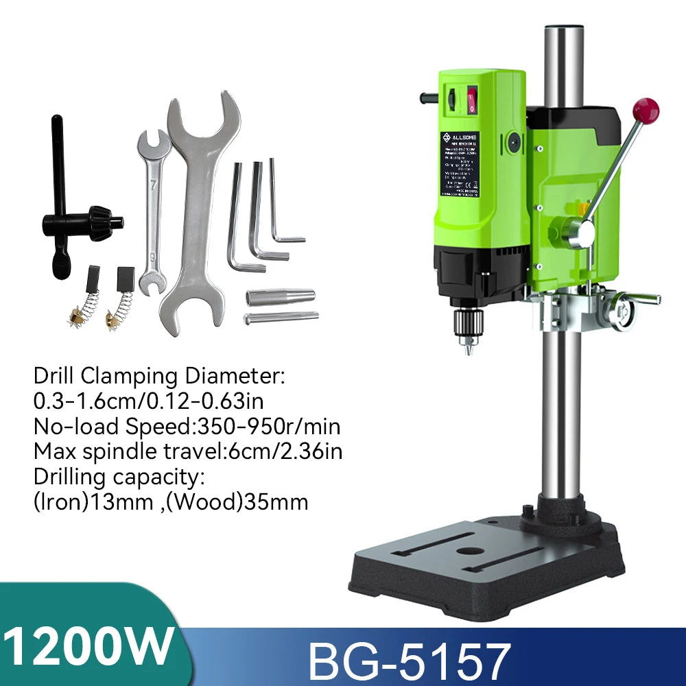 ALLSOME Mini Bench Drill Bench Drilling Machine Variable Speed Drilling Chuck 1-16mm For DIY Wood Metal Electric Tools