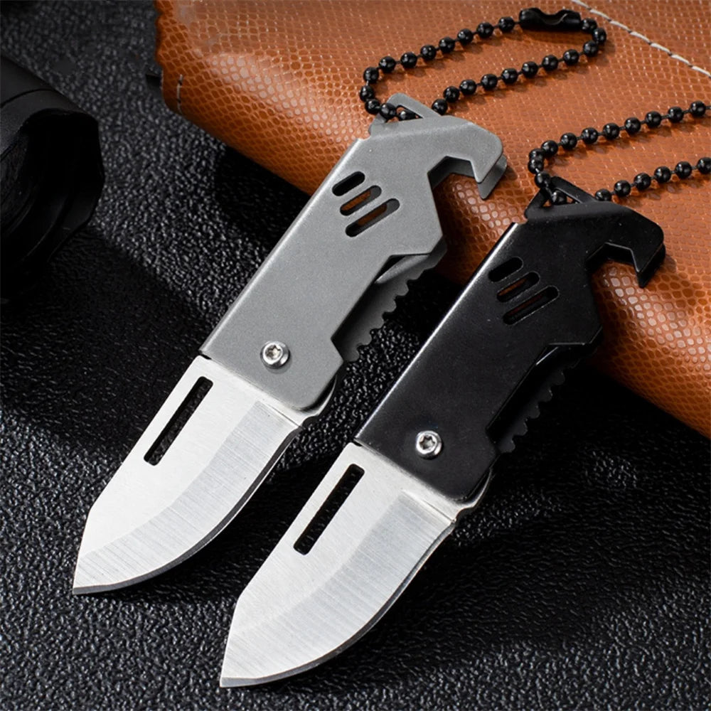 Key Chain Pendant Compact Bottle Opener Pocket Knife Outdoor Folding Knife For Camping Fishing Keyring