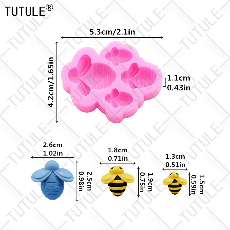 3D Honeybee Keychain Earrings Silicone Mold DIY Honeybee Clay epoxy resin Accessories Silicone Moulds cake Chocolate Molds
