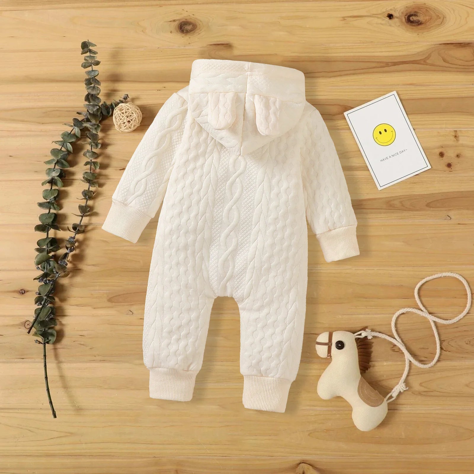 Autumn Winter Newborn Baby Romper Boys Girls Lovely Ears Hooded Long Sleeve Infant Bodysuit Warm Jumpsuit Toddler Girl Clothes