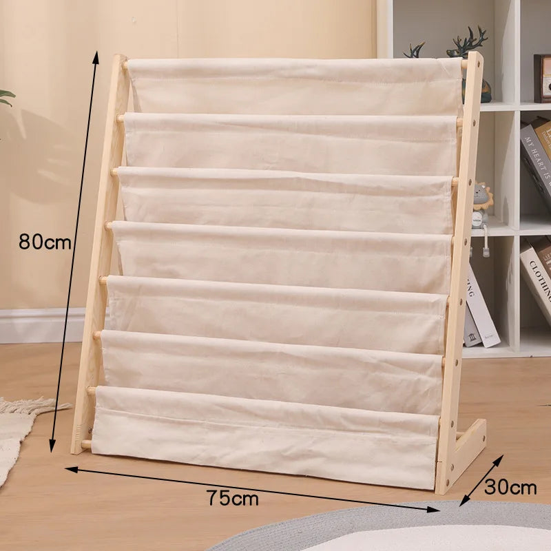 Home Multitier Solid Wood Reading Bookshelf Removable Floor Storage Bookshelf Children's Picture Book Organizer Storage Bookcase