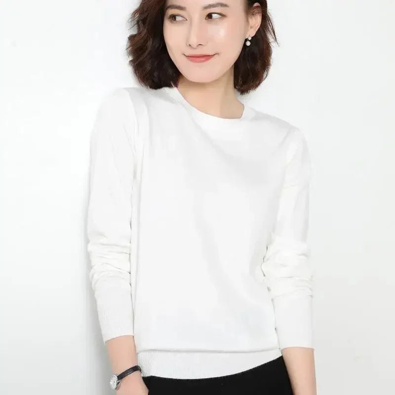 Women Sweaters 2026 O-neck Long Sleeve Autumn Winter Pullovers Fashion Korean Sweaters Bottoming Shirts Slim Knitwear Jumpers
