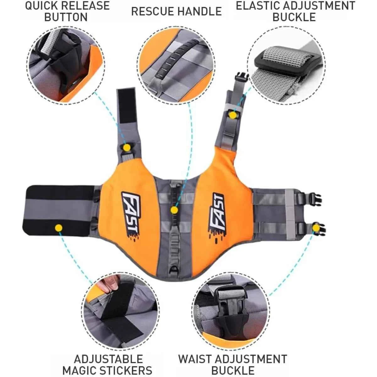 Pets Floatation Vest Adjustable Ripstop Safety Dog Swimsuit for Summer Beach Surfing Training Essential Dog Life Jacket Supplies