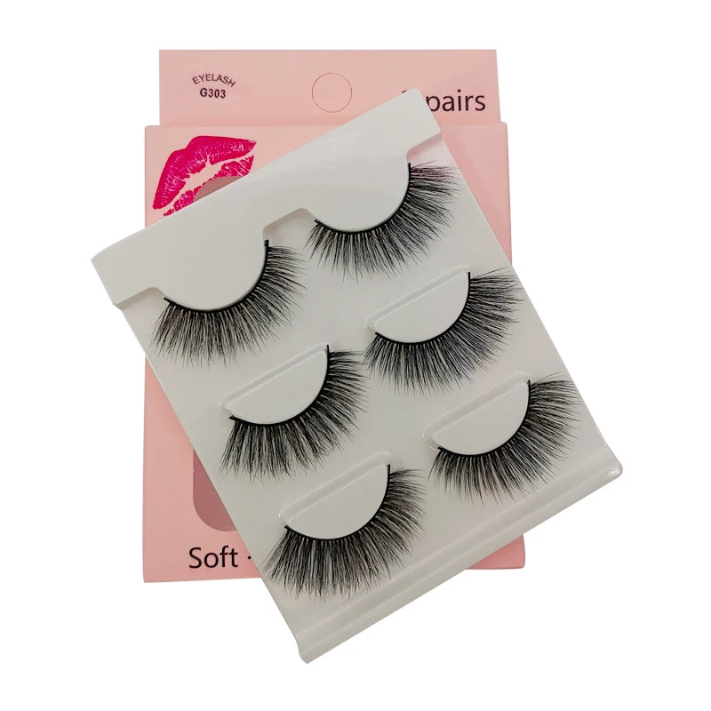 SHIDISHANGPIN 3 pairs 27 styles 3D Faux Mink Hair Soft False Eyelashes Fluffy Wispy Thick Fake Lash Handmade Eyelash Eye Makeup