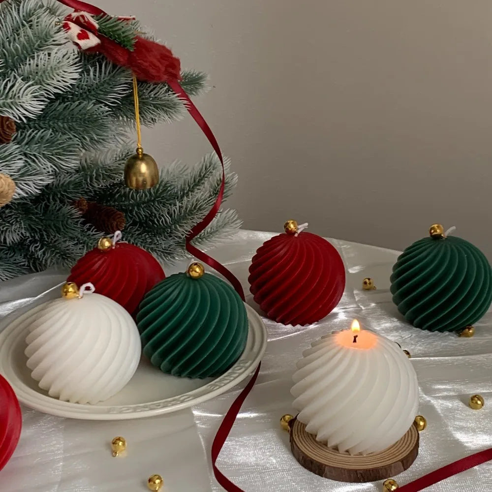 1-21pcs Rotate Ball Silicone Candle Mold Golden Bell DIY Resin Plaster Making Kit Handmade Christmas Souvenirs Winter Home Decor