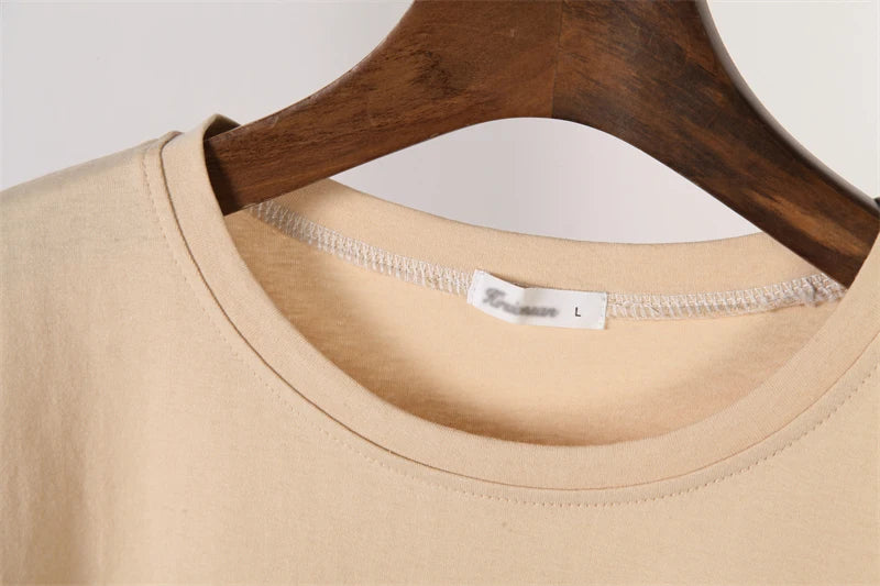 Hirsionsan 100% Cotton Letter Print T Shirt Women 2024 Summer New Basic Vintage Tee Casual Loose Chic O Neck Female Couple Tops