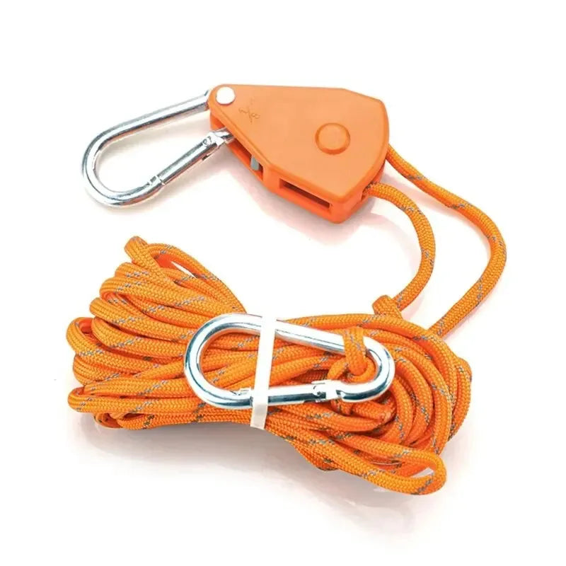 5m Adjustable 8 1 Inch Hanging Rope for Outdoor Camping Plant Growing Light Rope Ratchet Hanger Pulley Lifting Pulley Hook