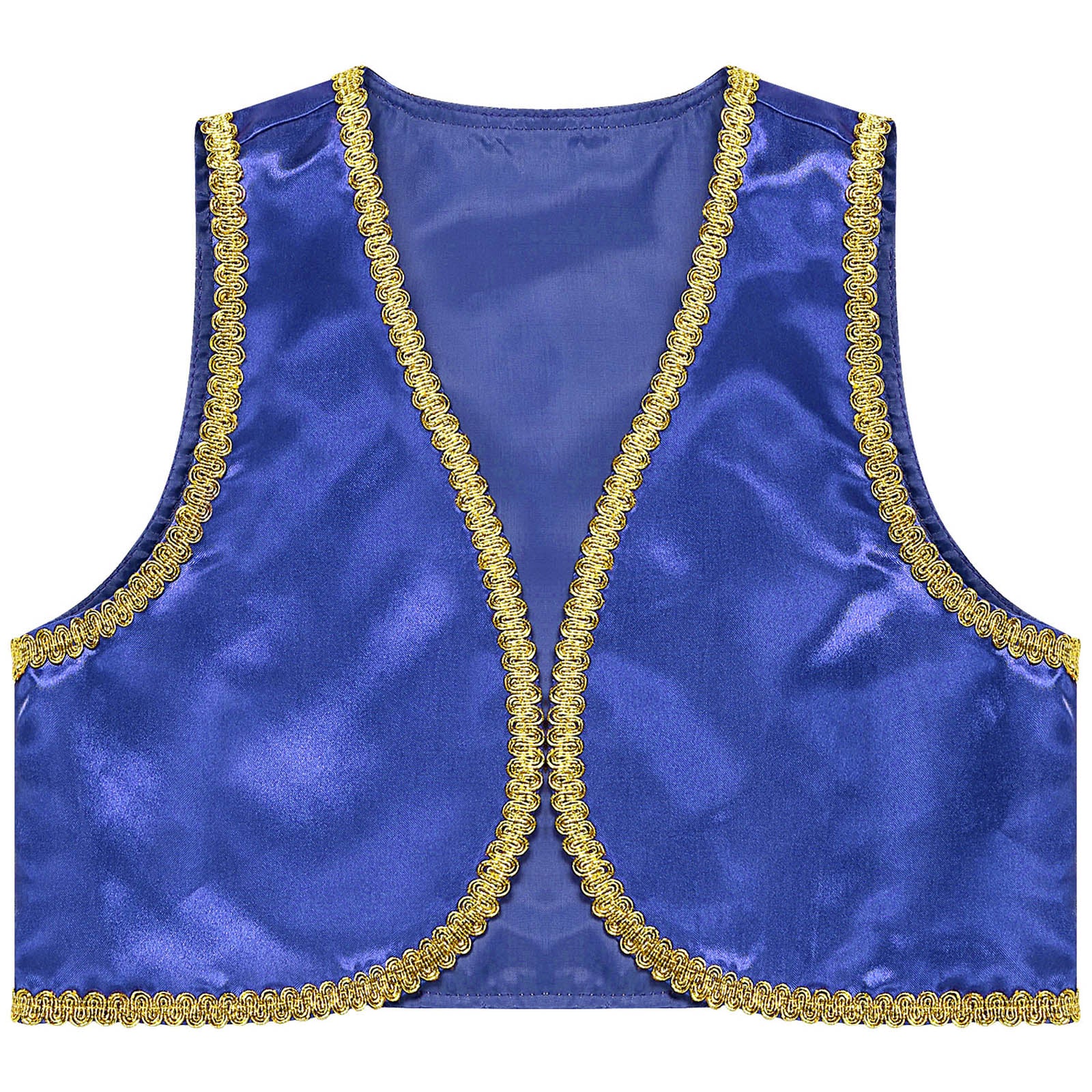 Children Boys Arabian Prince Costume Genies Vest Open Front Golden Genies Waistcoat for Party Halloween Cosplay Fancy Dress Up