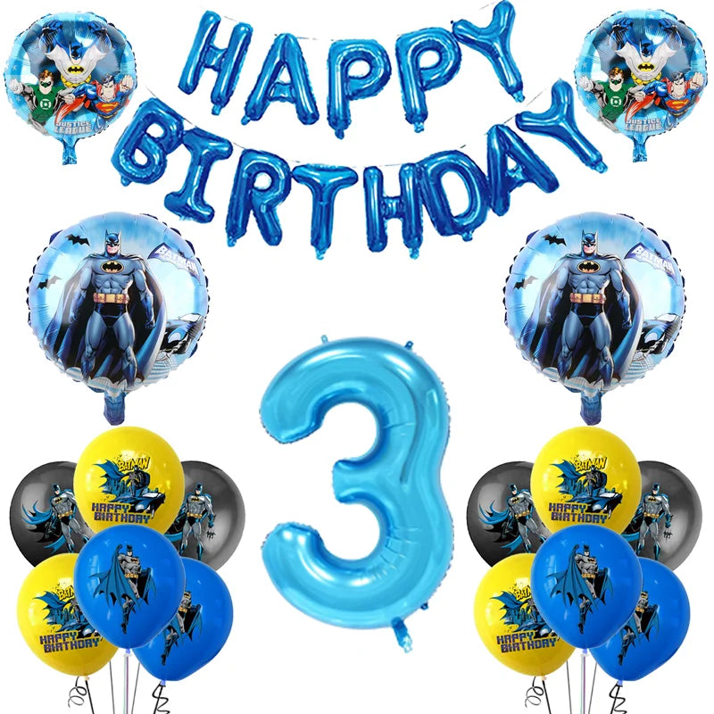 Party Tableware The Dark Hero Cartoon Boys Balloons Birthday Party Decoration Plate Cup Napkins Balloons Baby Shower Supplies