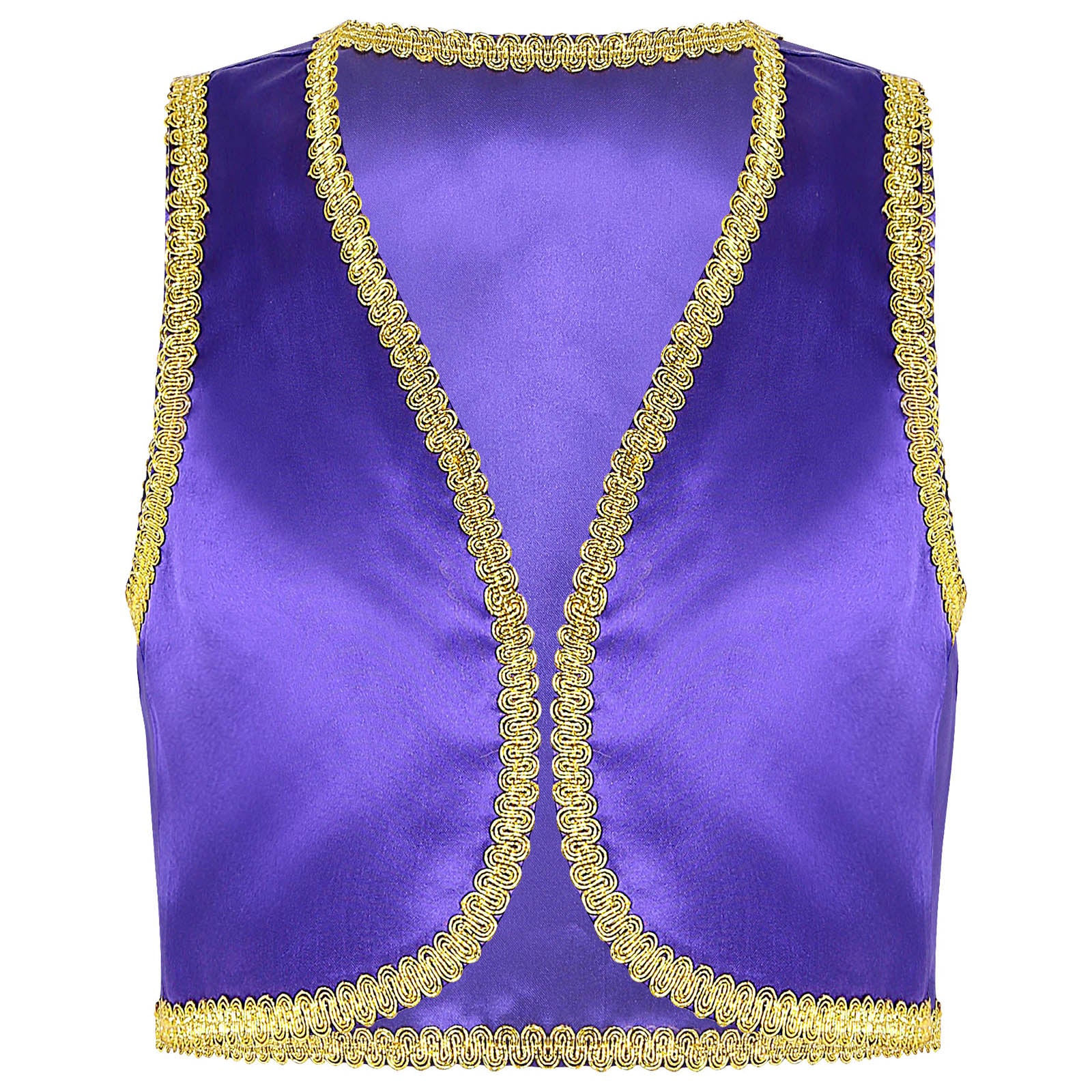 Children Boys Arabian Prince Costume Genies Vest Open Front Golden Genies Waistcoat for Party Halloween Cosplay Fancy Dress Up