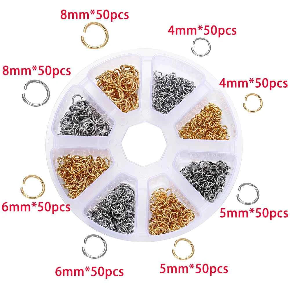 210-400pcs/Box Jewelry Making Kits Lobster Clasp Open Jump Rings End Crimps Beads Box Handmade DIY Bracelet Necklace Findings