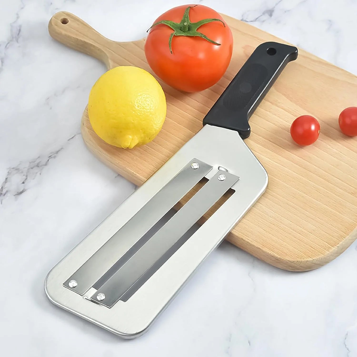 Stainless Steel Cabbage Chopper Black Kitchen Knife for Slicing Grating & Shredding - Sharp Blades Easy Clean Durable Ideal for Sauerkraut Coleslaw Vegetables