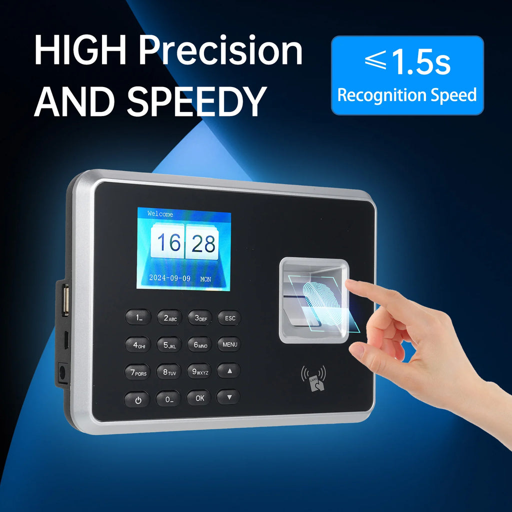 Biometric Time Clock Attendance Machine for Employees Biometric In and Out Punching Support 1000pcs Fingerprint Recognition