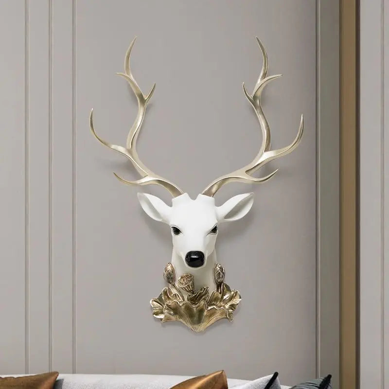 Resin decorative items, American-style living room TV background wall decorations, wealth-attracting deer head wall hangers