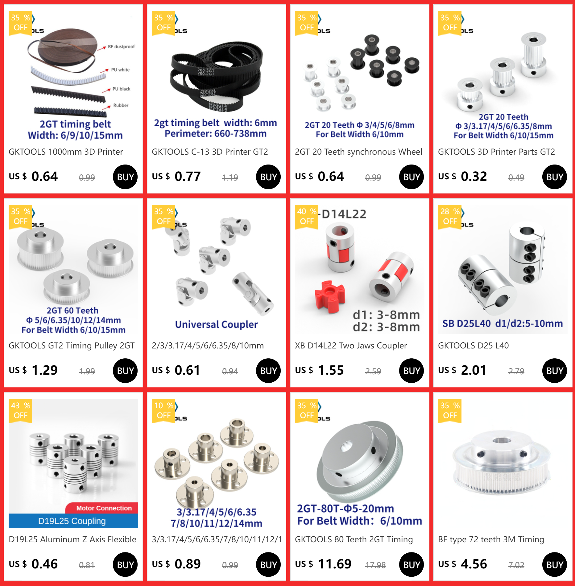 GKTOOLS 2MGT 2M 2GT Open Synchronous Timing belt width 6/9/10/15mm Rubber Samll Backlash GT2 2GT-6/2GT-9/2GT-15 3D printer