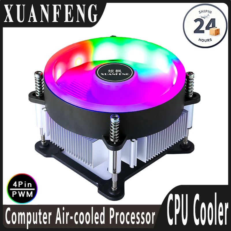 PC Efficient Copper Core/Aluminum Core Processor Cooler Cpu Fan Mute 3pin4pin PWM Air-cooled Install LGA1150 1151 1155 1156 1200