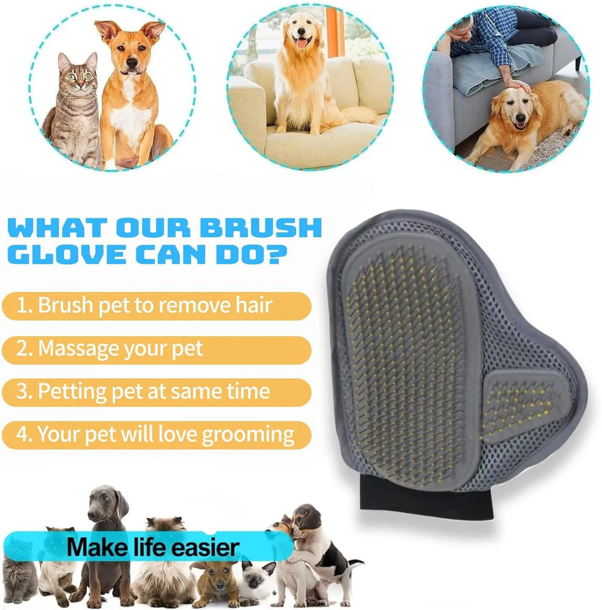 Pet Grooming Glove Mitt – Soft Deshedding & Massage