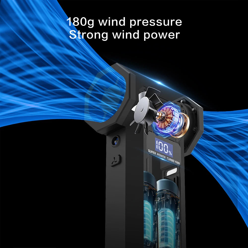 120,000 RPM Electric Turbine Blower, Portable Cordless Hair Dryer, Deep Cleaning Tool for Cars/Electronics/Home