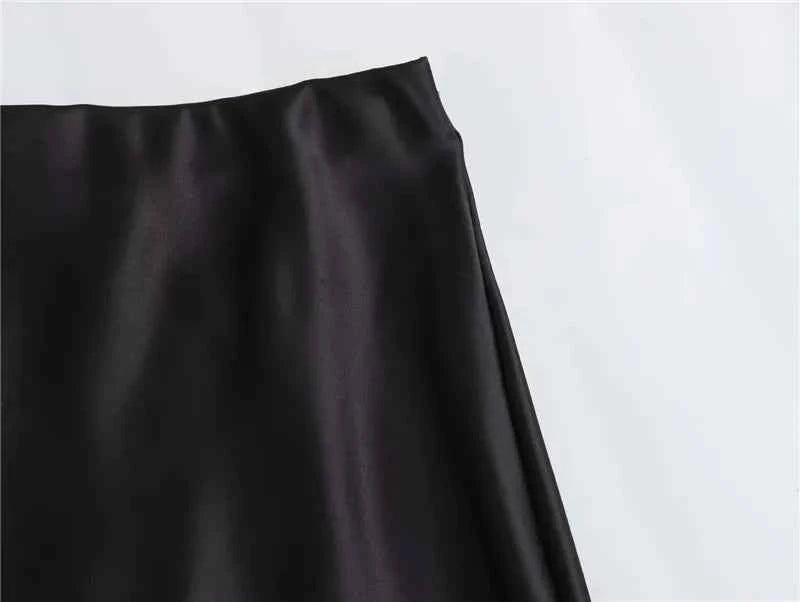 MUJER Woman 2026 Satin Skirt Women High Waist Long Skirts For Women Summer Black Midi Skirt Woman Office Elegant Women's Skirts