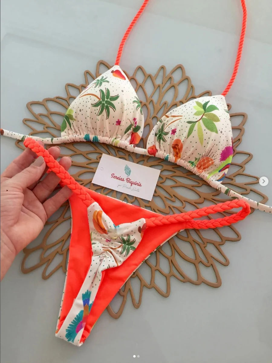 Micro Bikinis 2026 Women Swimsuit New Sexy Swimwear Halter Bikini Set Brazilian Biquini Female Thong Beachwear Party Wear