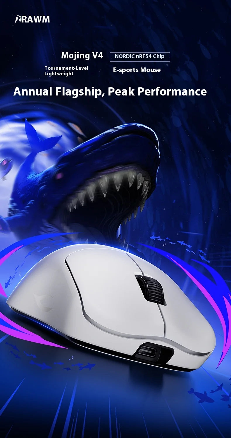 Rawm Leviathan V4 Gaming Mouse Native Dual 8k Lightweight Mouse Laptop Desktop Computer Esports Ergonomic Mice For Fps Pc Gamer