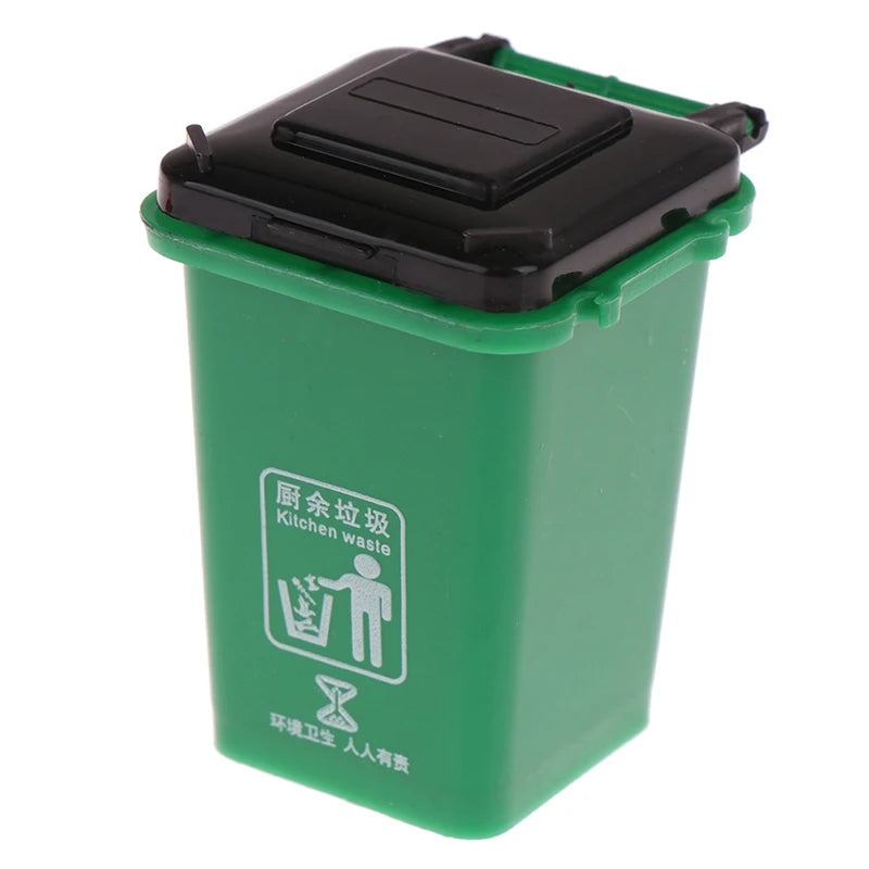 1:12 Dollhouse Furniture Toy Mini Trash Can Toy Garbage Truck Cans Curbside Vehicle Garbage Separation Bin Toys Kid Gift