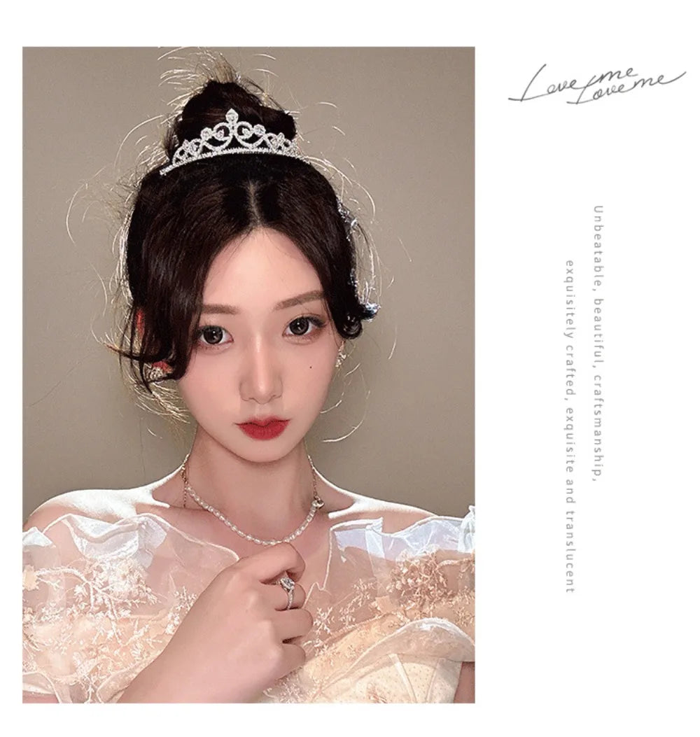 Children's Princess Crown Crystal Tiara Girls Hair Accessories High-end Atmosphere Dance Performance Birthday Gift Crown