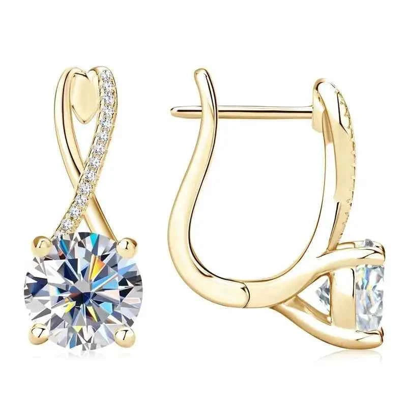 Taoyu D2.0CT Moissanite Drop Hie Earrings Real Silver Women Gold Plated Hoops Infinite Earring Certified Wedding Jewelry