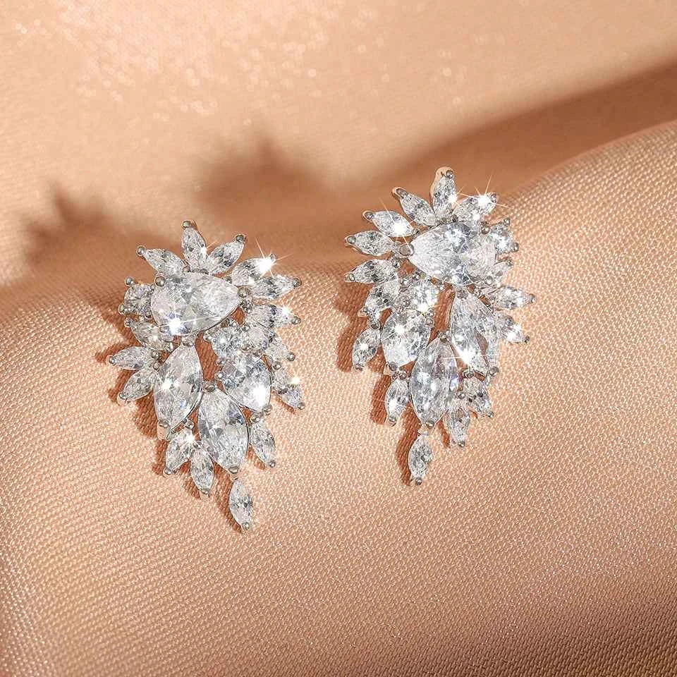 Yupsk Sparkling Cubic Zirconia Stud Earrings Gorgeous Female Wedding Party Fashion Ear Piercing Accessories for Women