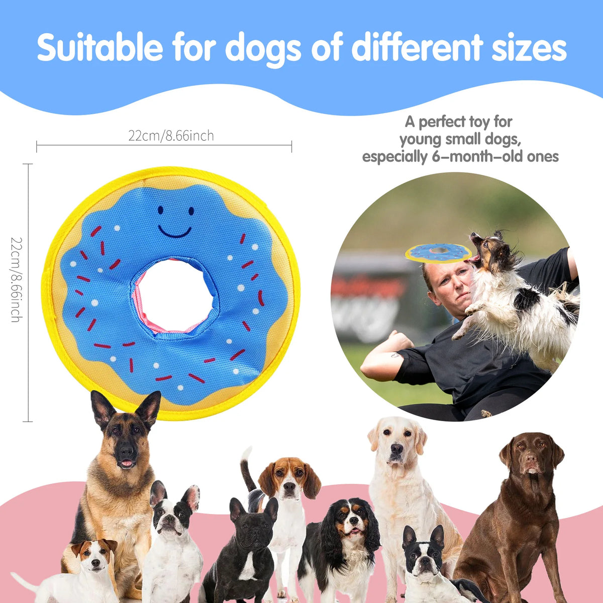 Dog Donut Squeaky Flying Disc Toy – Bite Resistant Fun