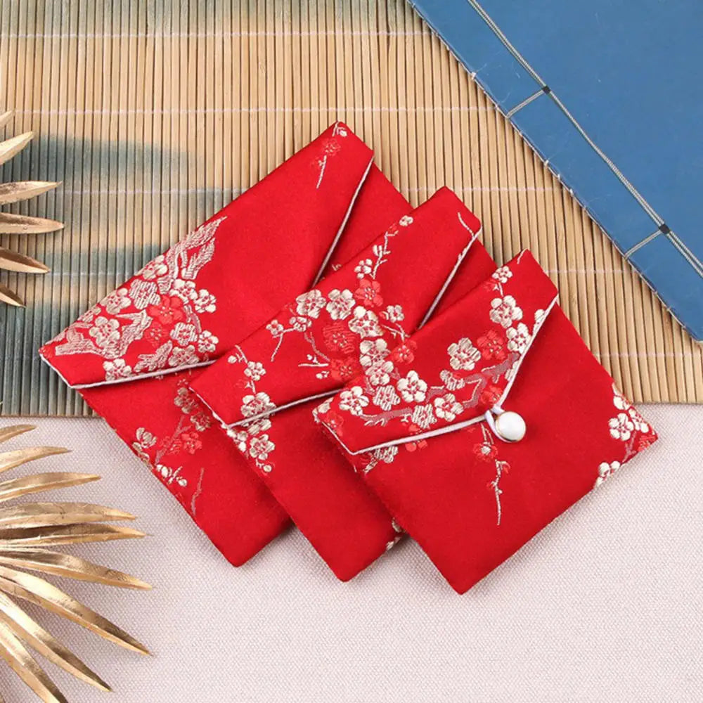 Chinese Brocade Jewelry Storage Bag Handmade Silk Embroidery Padded Small Zipper Tassel Jewelry Organizer Pouch Satin Gift Bag