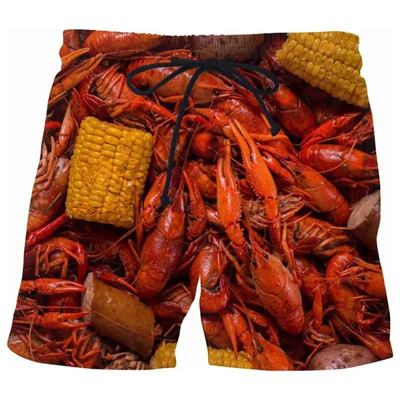 Sausages Food Graphic Beach Shorts Men Short Pants 3D Cheese Printed Elastic Waist Board Trunks Swimsuit homme 2023 Ice