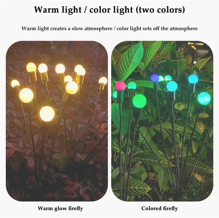 LED Solar Garden Lights Powered Firefly Lights Outdoor Waterproof Vibrant Garden Lights for Patio Pathway Christmas Decoration