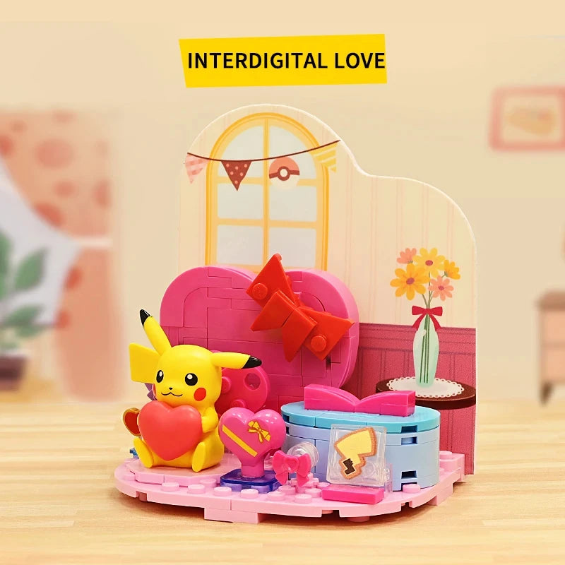 Pokemon Building Blocks Pikachu Psyduck Seaside Party Theme Scene Model Bricks Desktop Decorative Ornaments DIY Toys Gifts