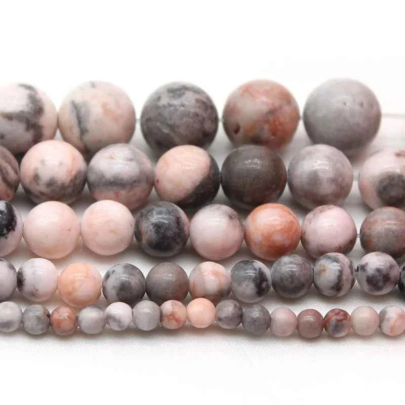 4/6/8/10/12mm natural stone beads Matte Pink Zebra Jaspers round loose bead spacer Beads for jewelry Making Bracelet Necklace 15