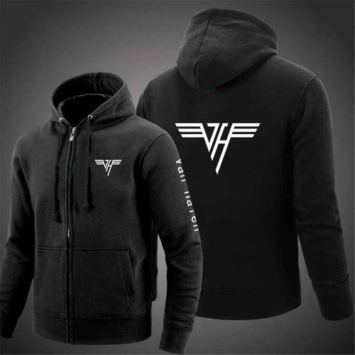 2024 Spring Autumn Van Halen Logo Printing Solid Color Classic Hooded Hoodies Men's Trendy Sports Casual Long Sleeve Loose Coat