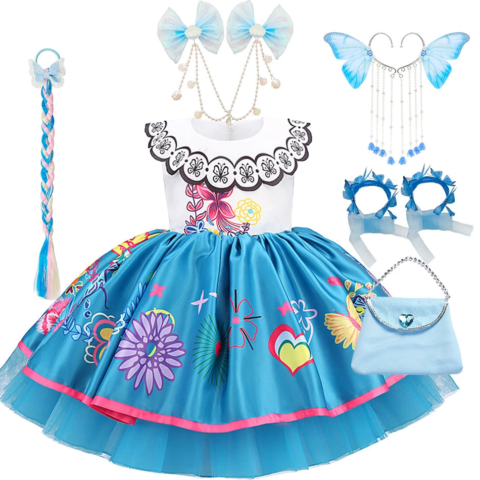 Little Girl Mirabel Dress Encanto Charm Disguise Costume Toddler Girl Birthday Party Fantasy Outfits Kids Princess Dress