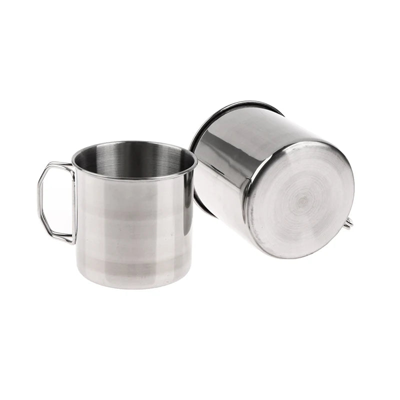 1Pc Stainless Steel Folding Handle Cup Portable Carabiner Cup Outdoor Camping Cups for Home Outdoor Camping Accessories