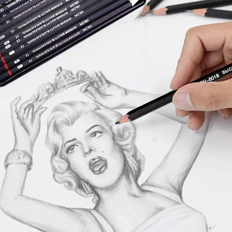 12Pcs/Set Wooden Pencils 2H-8B Professional Drawing Pencil Art Supplies Journal Writing Stationery Items School Acsesories Gift