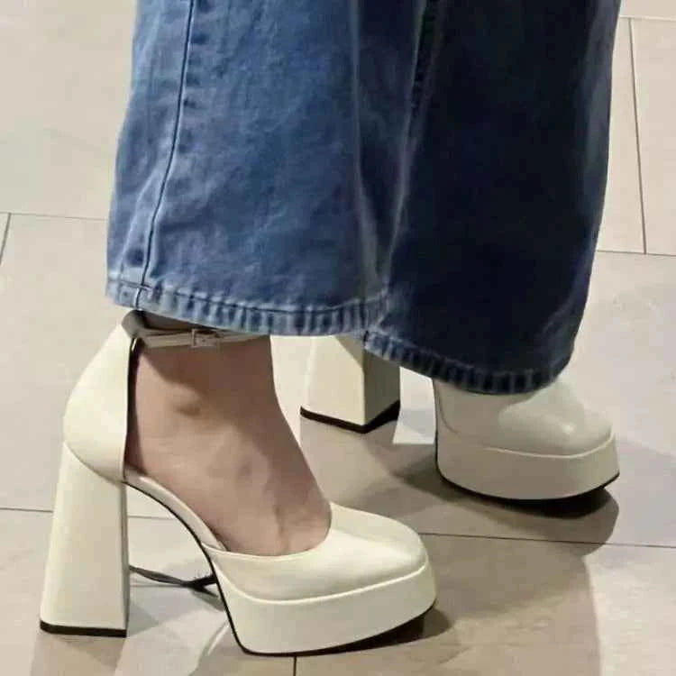 Women Classic Light Weight Round Toe Black Pu Leather Square Heel Pumps for Office Lady Shoes high heels women platform sandals