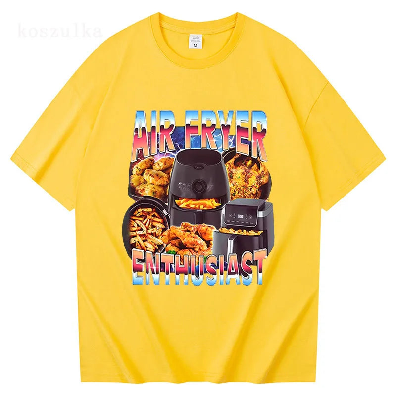 Air Fryer Enthusiast Funny Cooking Meme T-Shirt Men Women Fashion Vintage Short Sleeve T-shirts Cotton Casual T Shirt Streetwear