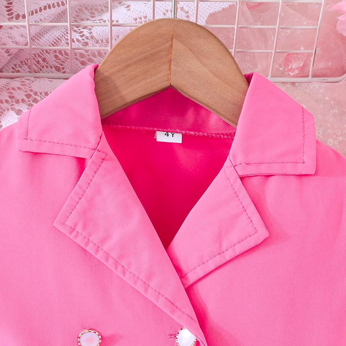 Ceeniu 3-8Y Kid's Jacket Dresses For Girls Lapel Patchwork Frill Blazer Dress For Girls Fashionable Children Clothes Girls